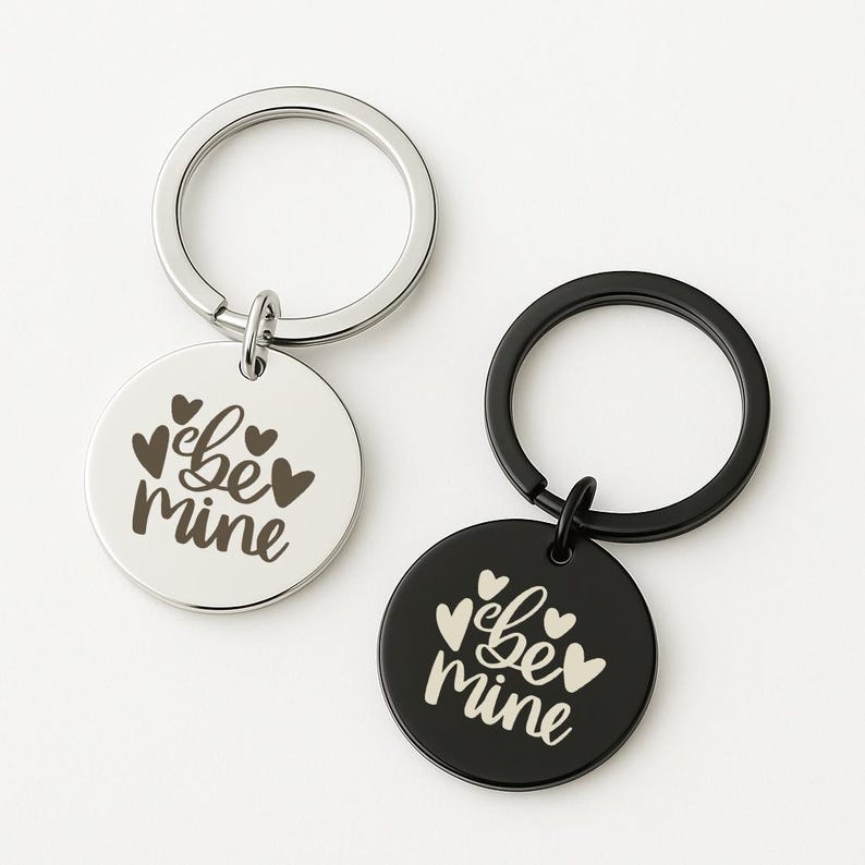 "Be Mine" Keychain, Custom Photo Sketch Gift