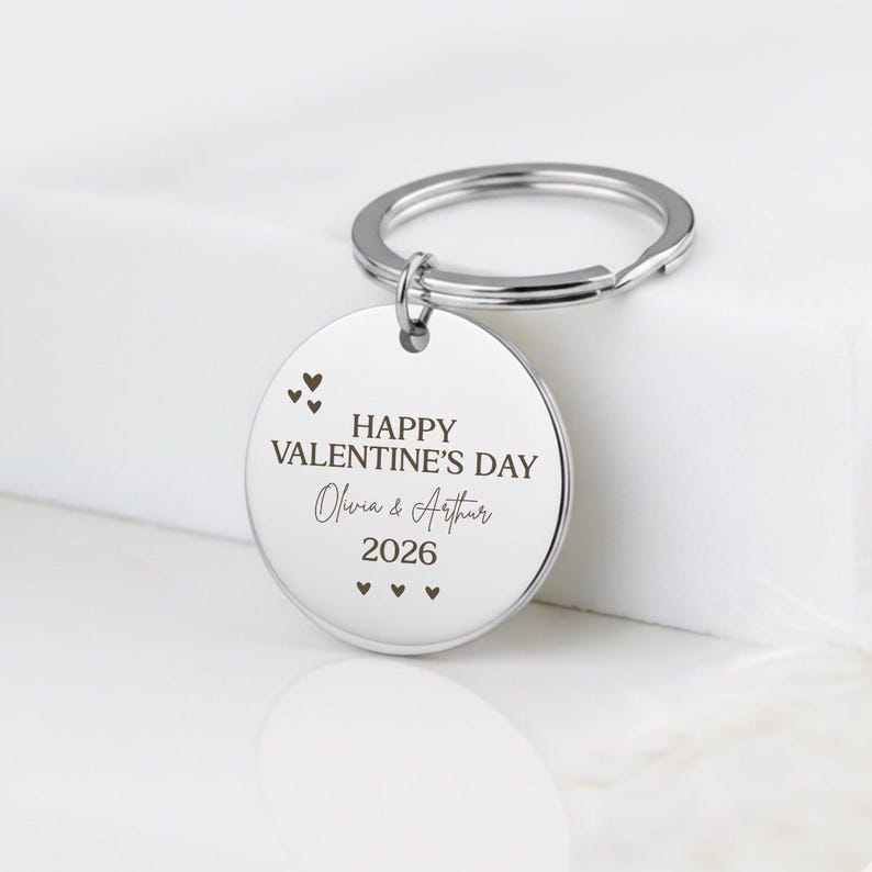 Engraved "Happy Valentine’s Day" Photo Sketch Keychain