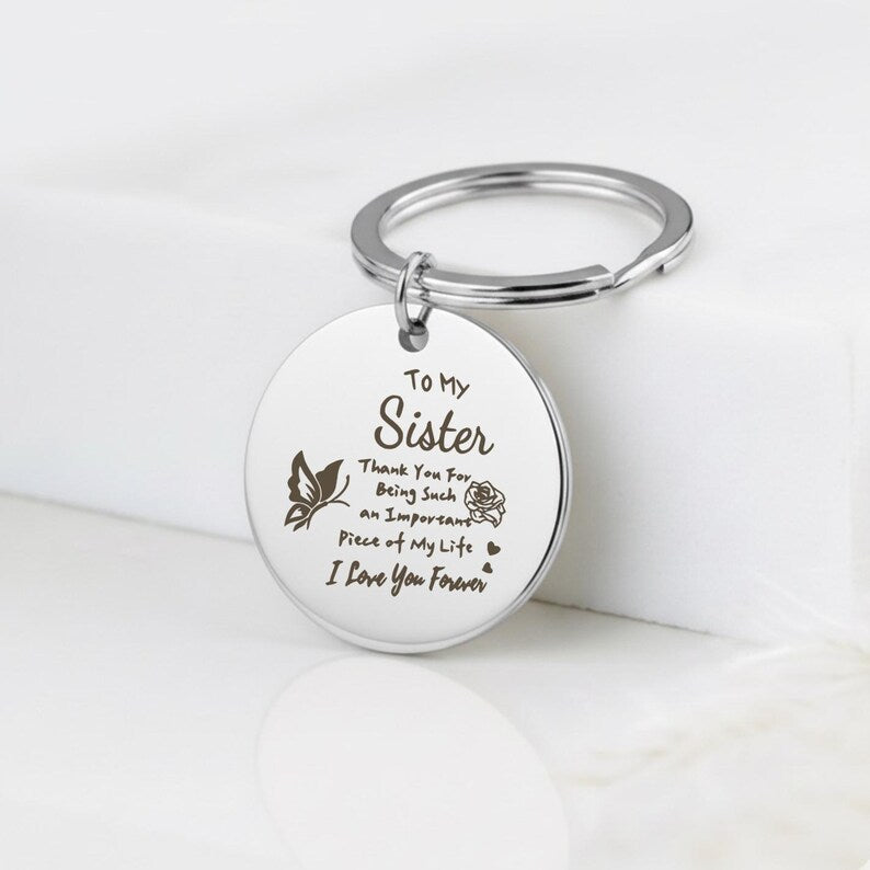 Metal "To My Sister I Love You Forever" Photo Keyring