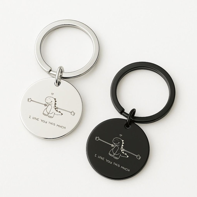 "I Love You" Keychain, Dual-Sided Photo Sketch Gift