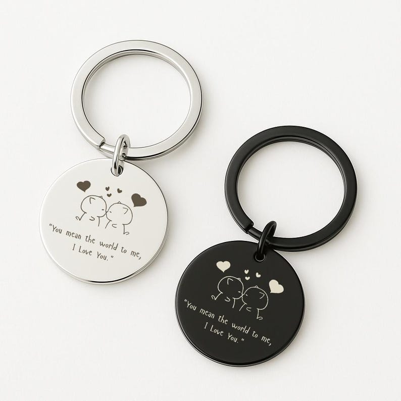 Custom "You Mean the World to Me" Sketch Keyring