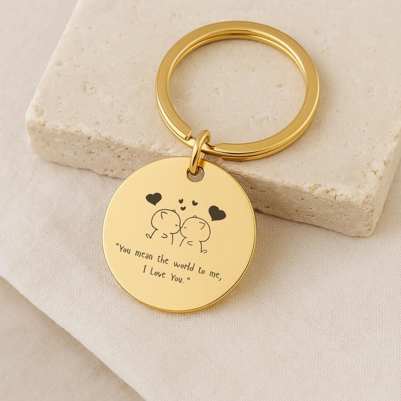 Custom "You Mean the World to Me" Sketch Keyring