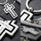 Personalised Stainless Steel Silver Cross Keychain