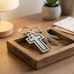 Personalised Stainless Steel Silver Cross Keychain