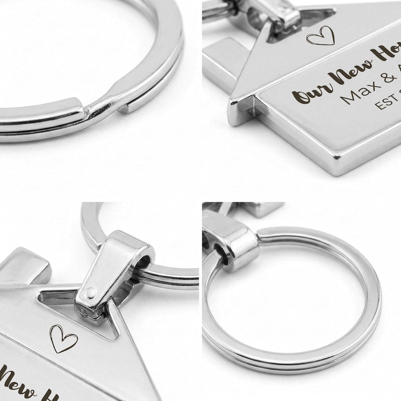 Personalised Stainless Steel New Home Keychain