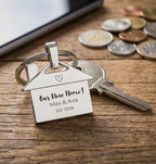 Personalised Stainless Steel New Home Keychain