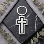 Personalised Stainless Steel Silver Cross Keychain