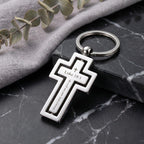 Personalised Stainless Steel Silver Cross Keychain