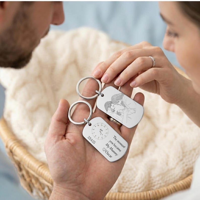 Personalised Photo Birth Date Keychain