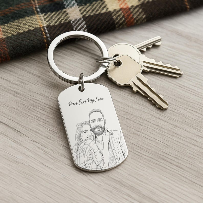 Personalised Custom Photo & Sketch Keychain