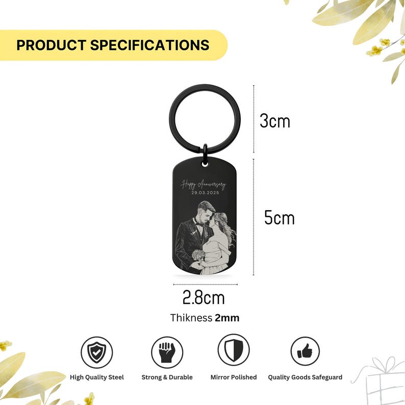 Personalised Custom Photo & Sketch Keychain