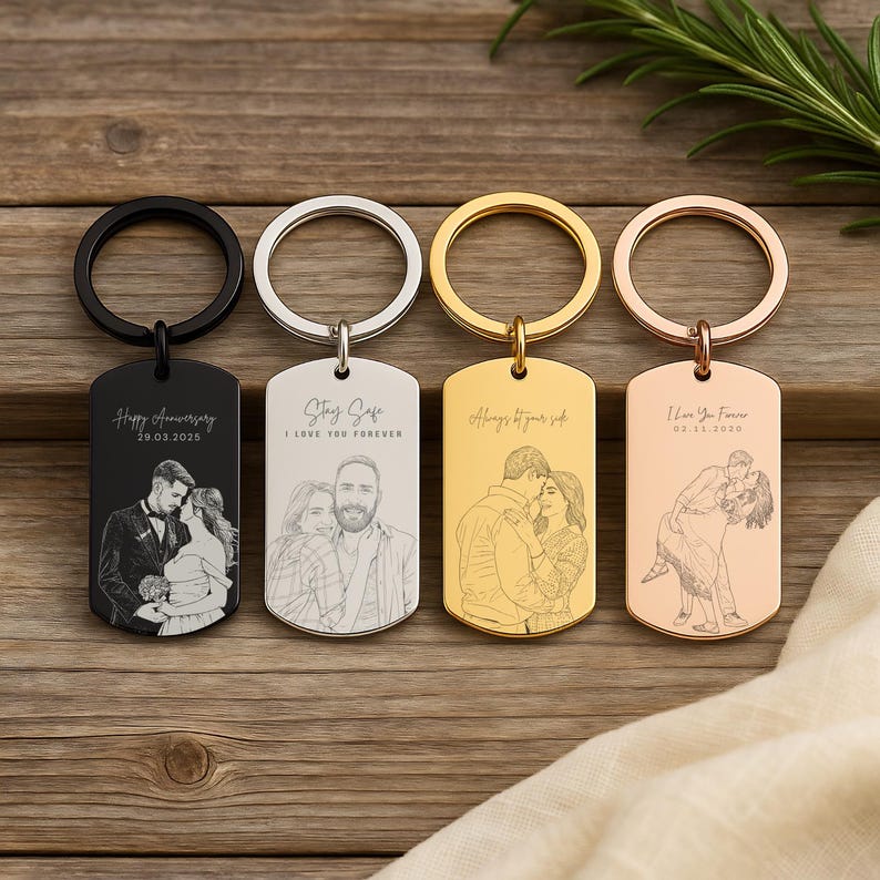 Personalised Custom Photo & Sketch Keychain