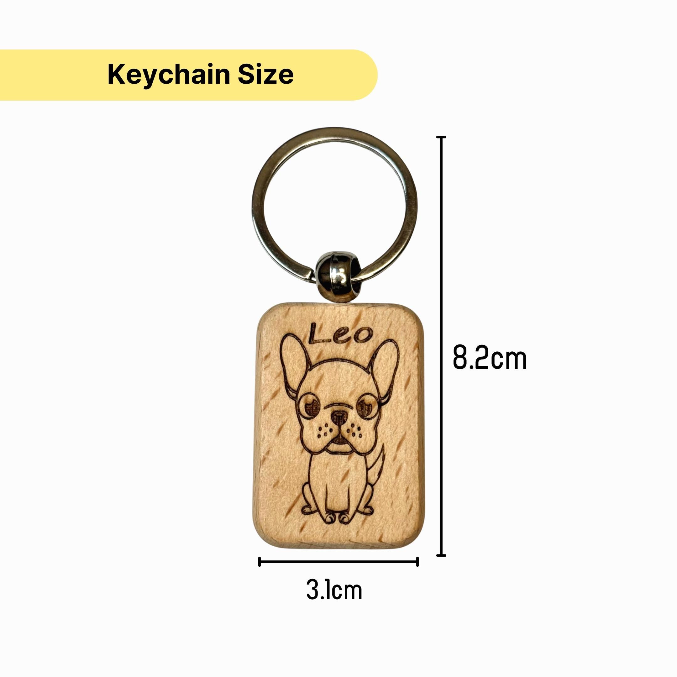 Custom "Dog Name" Engraved Wooden Keyring