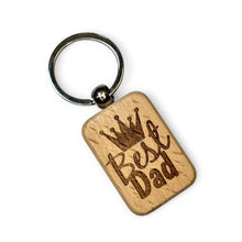Personalized Best Dad Keychain, Custom Engraved Wooden Keyring with Leather Strap, Unique Father's Day Gift, Birthday Christmas Keyring