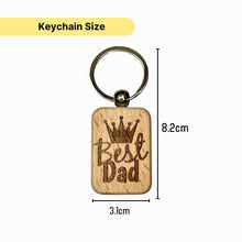 Personalized Best Dad Keychain, Custom Engraved Wooden Keyring with Leather Strap, Unique Father's Day Gift, Birthday Christmas Keyring