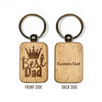 Leather Strap "Best Dad" Engraved Wooden Keychain