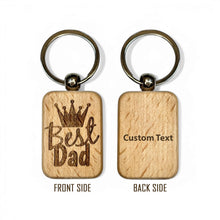 Personalized Best Dad Keychain, Custom Engraved Wooden Keyring with Leather Strap, Unique Father's Day Gift, Birthday Christmas Keyring