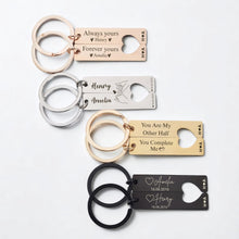 Engraved Heart Puzzle Keychain Set for Couples, Custom Stainless Steel Interlocking Keyrings, Romantic Keychain Gift for Anniversary