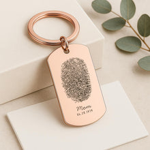 Personalised Couple Fingerprint Keychain Custom Engraved Fingerprints, Name & Date, Memorial or Anniversary Gift