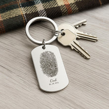 Personalised Couple Fingerprint Keychain Custom Engraved Fingerprints, Name & Date, Memorial or Anniversary Gift