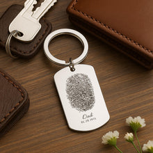 Personalised Couple Fingerprint Keychain Custom Engraved Fingerprints, Name & Date, Memorial or Anniversary Gift