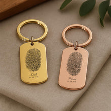 Personalised Couple Fingerprint Keychain Custom Engraved Fingerprints, Name & Date, Memorial or Anniversary Gift