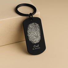 Personalised Couple Fingerprint Keychain Custom Engraved Fingerprints, Name & Date, Memorial or Anniversary Gift
