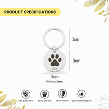 Custom Pet Paw Print Keychain, Personalised Paw & Name Engraved Keepsake, Dog Cat Memorial Gift, Pet Loss Jewellery, Pet Lover Gift