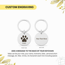 Custom Pet Paw Print Keychain, Personalised Paw & Name Engraved Keepsake, Dog Cat Memorial Gift, Pet Loss Jewellery, Pet Lover Gift