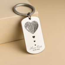 Personalised Couple Fingerprint Keychain Custom Engraved Fingerprints, Name & Date, Memorial or Anniversary Gift
