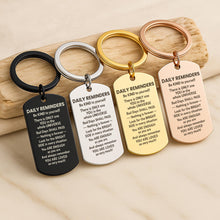 Daily Reminders Engraved Keyring, Motivational Quote Keychain, Inspirational Affirmation Gift, Stainless Steel Keyring Christmas Present