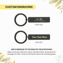 Personalised Christmas Bar Keychain, Custom Name Xmas Tree Keyring, Engraved Holiday Stocking Filler Gift, Secret Santa Christmas Keepsake