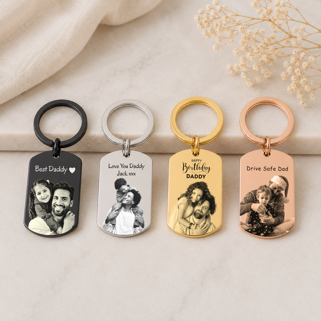 Personalised Christmas Photo Keyring – Engraved Picture Gift